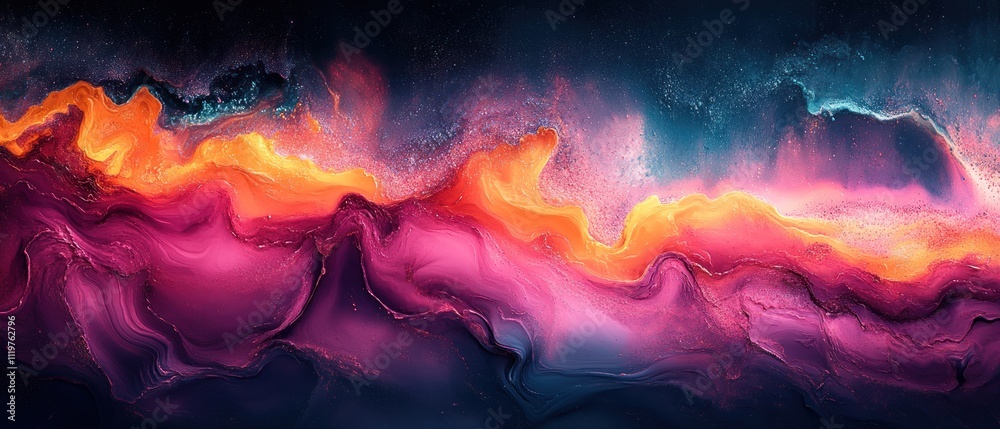 Wall mural  vibrant abstract design featuring swirling colors of pink, orange, and blue.