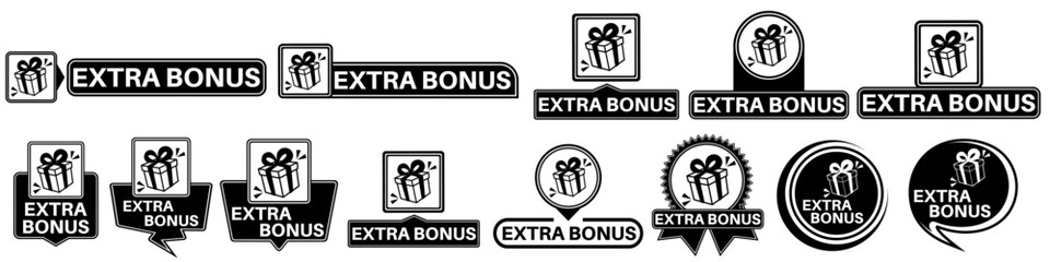 set collections labels extra bonus sign. free gift symbol giftbox icon design vector illustration