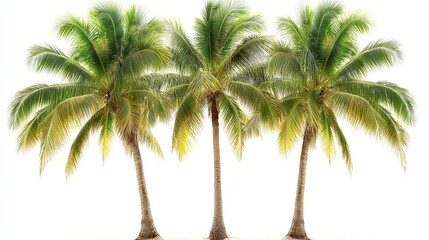 Obraz premium A palm trees with green fronds are against a white background.