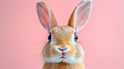 Obraz premium A brown rabbit sits centered against white.