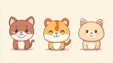 Obraz premium Whimsical Wildlife: Simple Cartoon Animal Illustrations