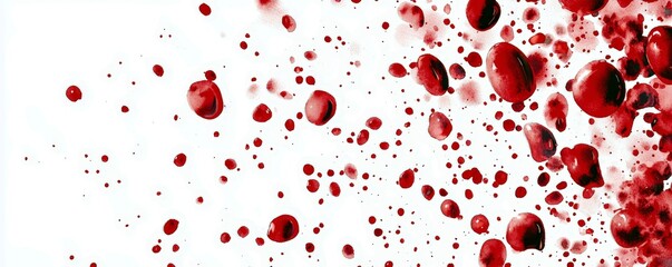 Vivid Red Splashes of Liquid on White Background for Creative and Artistic Imagery