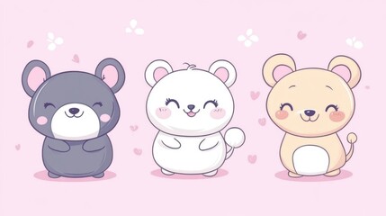 Obraz premium Whimsical Wildlife: Simple Cartoon Animal Illustrations