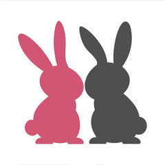 Playful Bunny Silhouette Vector for Love and Romance Themes.