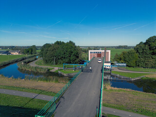 drone photo of the Abraham Kroes pumping station as the Zuidplasolder's polder and oulet pumping...