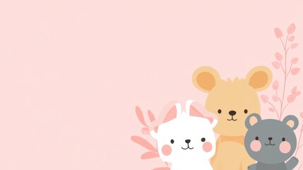 Naklejka premium Whimsical Wildlife: Simple Cartoon Animal Illustrations