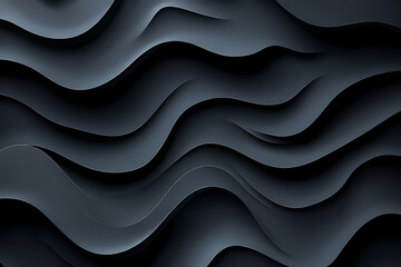 Fototapeta premium An organic pattern of dark gray lines creates the illusion of a wavy hexagon on a black background. A complex and textured design adds depth to the black canvas.