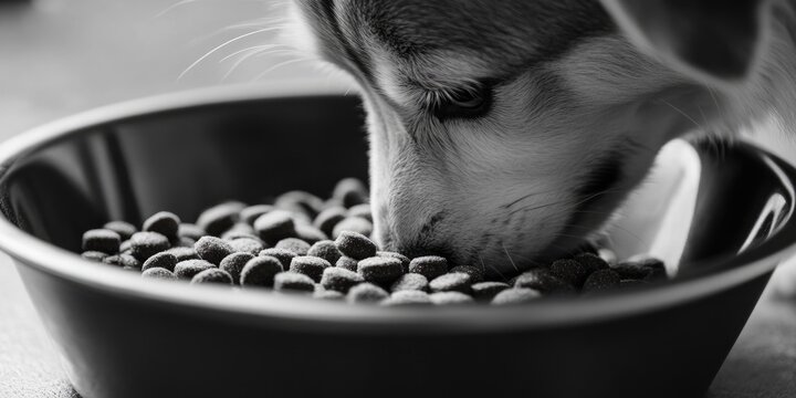 A dog enjoying its meal from a bowl of food