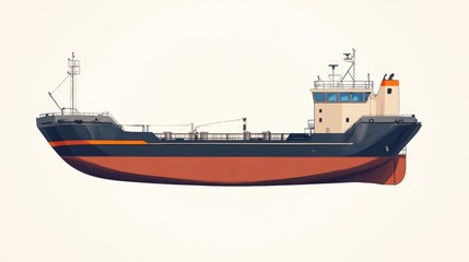 Fototapeta premium freight carrier flat design side view maritime logistics theme water color Split-complementary color scheme