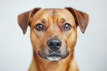 Obraz premium A close-up shot of a dog's face on a white background