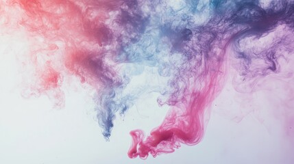Fototapeta premium Colorful abstract smoke swirls on a white background from incense sticks creating a vibrant ethereal atmosphere.