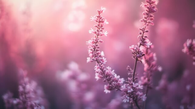 Soft focus floral bokeh background with pink flowers creating a dreamy and serene atmosphere for creative projects and designs