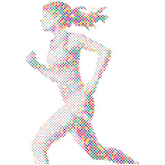 Side view of vector runner silhouette in geometric style