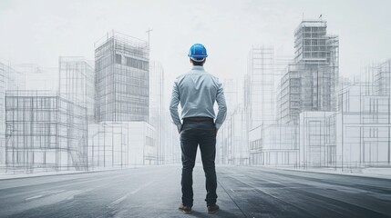 Fototapeta premium Architect envisioning future cityscape.