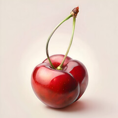 A Single Red Cherry. A Close-up Still Life of a Vibrant. Juicy Fruit