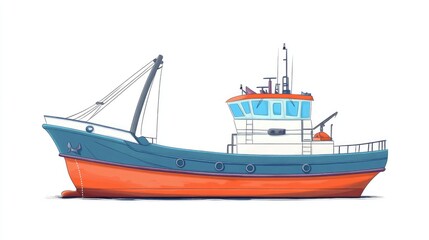 Fototapeta premium merchant ship flat design front view import-export theme cartoon drawing colored pastel