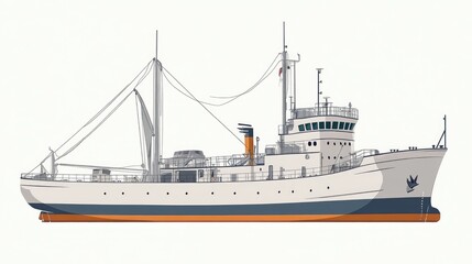 Obraz premium merchant ship flat design front view import-export theme cartoon drawing colored pastel