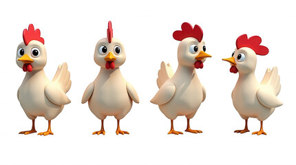 Fototapeta premium Cartoon Chicken Illustration with Transparent Background, Isolated Cute Hen Characters, Ideal for Design Overlays and Farm-Themed Graphic Projects