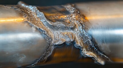 Stainless steel shaft fatigue failure analysis showcasing electrolytic etching effects with NaOH solution.