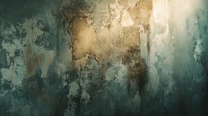 Deteriorating wall with damp and mold damage showcasing peeling paint and moisture issues in an indoor environment