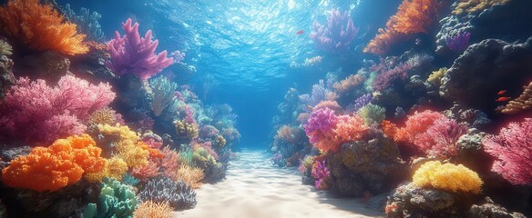 an immersive underwater video game backdrop featuring a retro coral reef design infused with anime influences creating a nostalgic yet adventurous gaming aesthetic