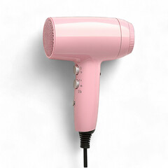Pink hair dryer isolated on transparent background cutout png