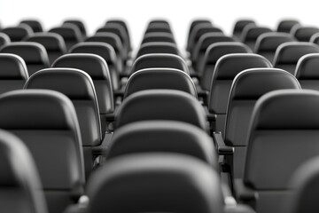 Fototapeta premium Rows of black seats in an empty room