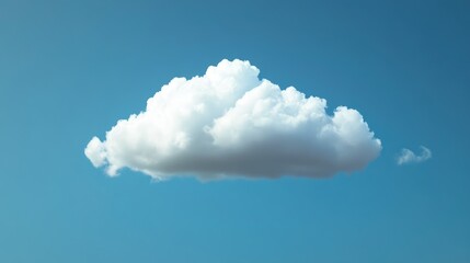 Cloud computing technology illustrated with a single fluffy cloud in a clear blue sky representing digital data storage solutions.
