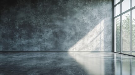Newly finished plastered drywall interior awaiting paint in modern construction with natural light illuminating the space.