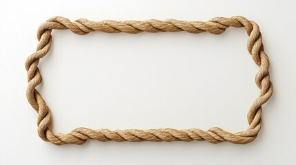 3D rope frame in an elegant rectangular shape, perfect for decorative use, isolated on a clean white background