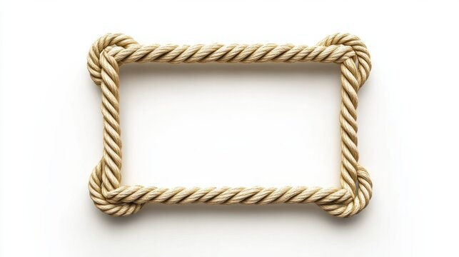 3D rope frame in an elegant rectangular shape, perfect for decorative use, isolated on a clean white background