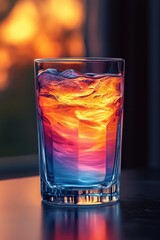A clear glass filled with a transparent liquid sits on a flat surface, perfect for use in food, drink, or scientific illustrations