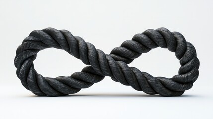Obraz premium Decorative 3D rope infinity symbol with detailed textures, forming a stylish element, on a white background