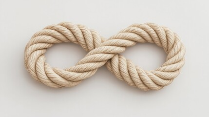 Obraz premium Decorative 3D rope infinity symbol with detailed textures, forming a stylish element, on a white background