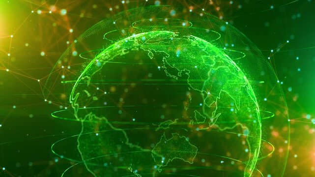 Rotating digital globe concept background