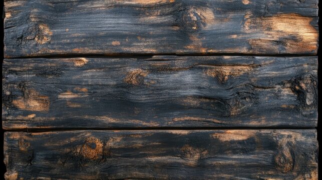 Weathered dark wooden table texture background, featuring deep grooves and natural imperfections, ideal for rustic designs, vintage themes, woodworking, textures.