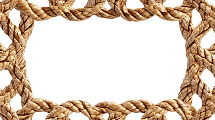 Intricate 3D braided rope frame forming a stylish rectangular border, isolated on white