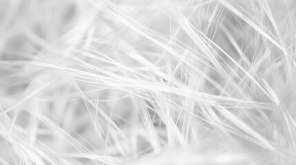 Close-up image of tangled white fiberglass strands, emphasizing the intricate fibrous texture and chaotic arrangement, materials, texture, abstract, industrial.