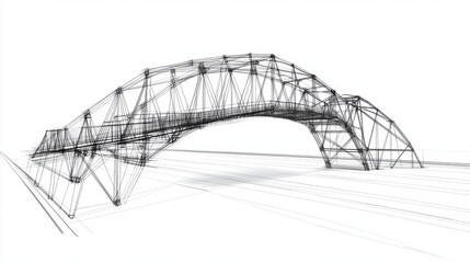 Fototapeta premium A striking wireframe representation of a modern bridge, showcasing intricate design and engineering excellence.