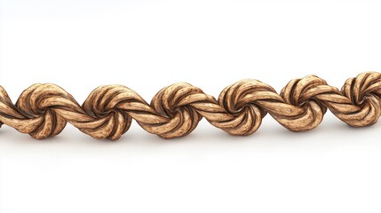 Naklejka premium Rope border collection in 3D, featuring twists and loops, with a natural finish, isolated on white