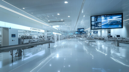 Fototapeta premium 自動車部品を生産する近未来的な工場内部