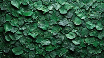 Dark green abstract texture pattern with layered leaves providing a unique background, suitable for wallpaper, brochure covers, or presentations with ample copy space, nature, design, texture.