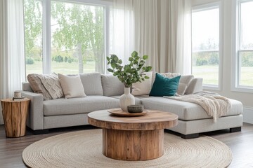 Modern living room Scandinavian design L shaped sectional sofa