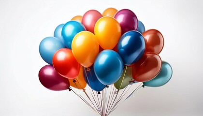 big bunch of color balloons on white background