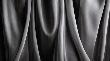 Obraz premium Gray curtain fabric texture showcasing elegant draping and soft folds for interior design and decor applications