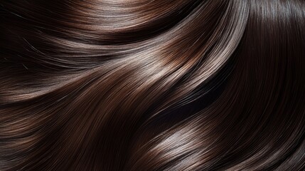 Fototapeta premium Elegant closeup of lustrous long hair showcasing rich color and smooth texture against a dark background highlighting beauty and style.