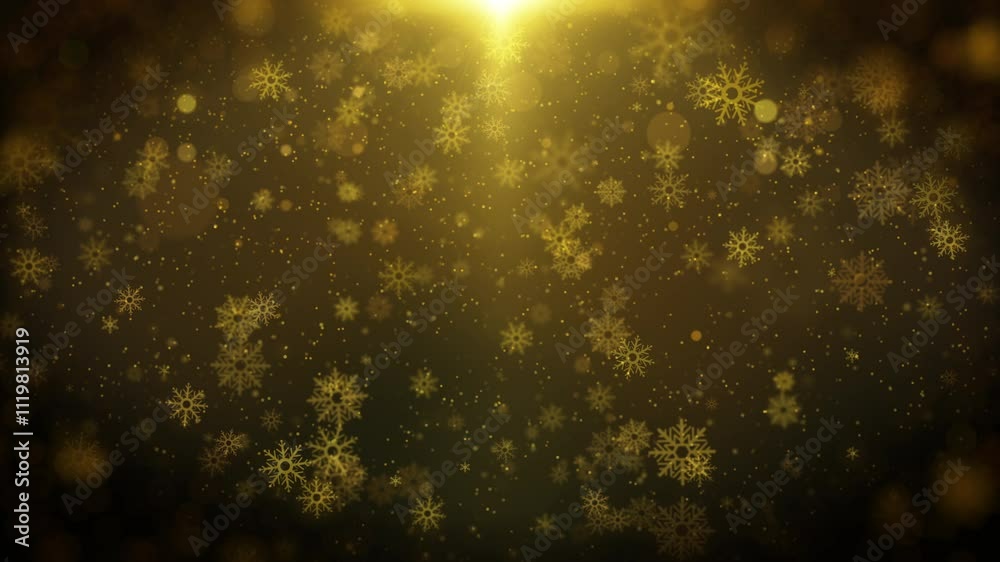 Leinwandbilder glittering gold particle background greeting merry christmas footage with lens flare shinning light.