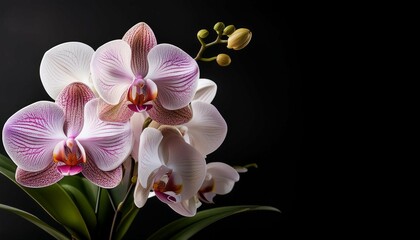 Obraz premium bouquet of orchid flowers on black background