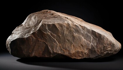 large flat rock isolated on black background