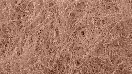 Shredded paper texture, filling for gift box, stuffing and shipping. Brown decorative straws fillers for product placement. Paper trash texture. Selective focus. Mocha Mousse, Color of the Year 2025.